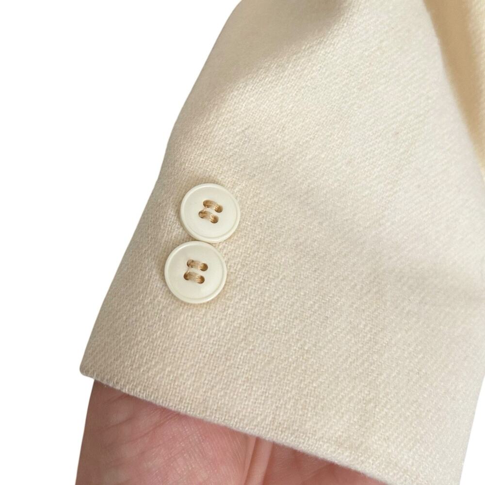 80s Cream Wool Skirt Suit Set Blazer XS Light Academia - Picture 10 of 16